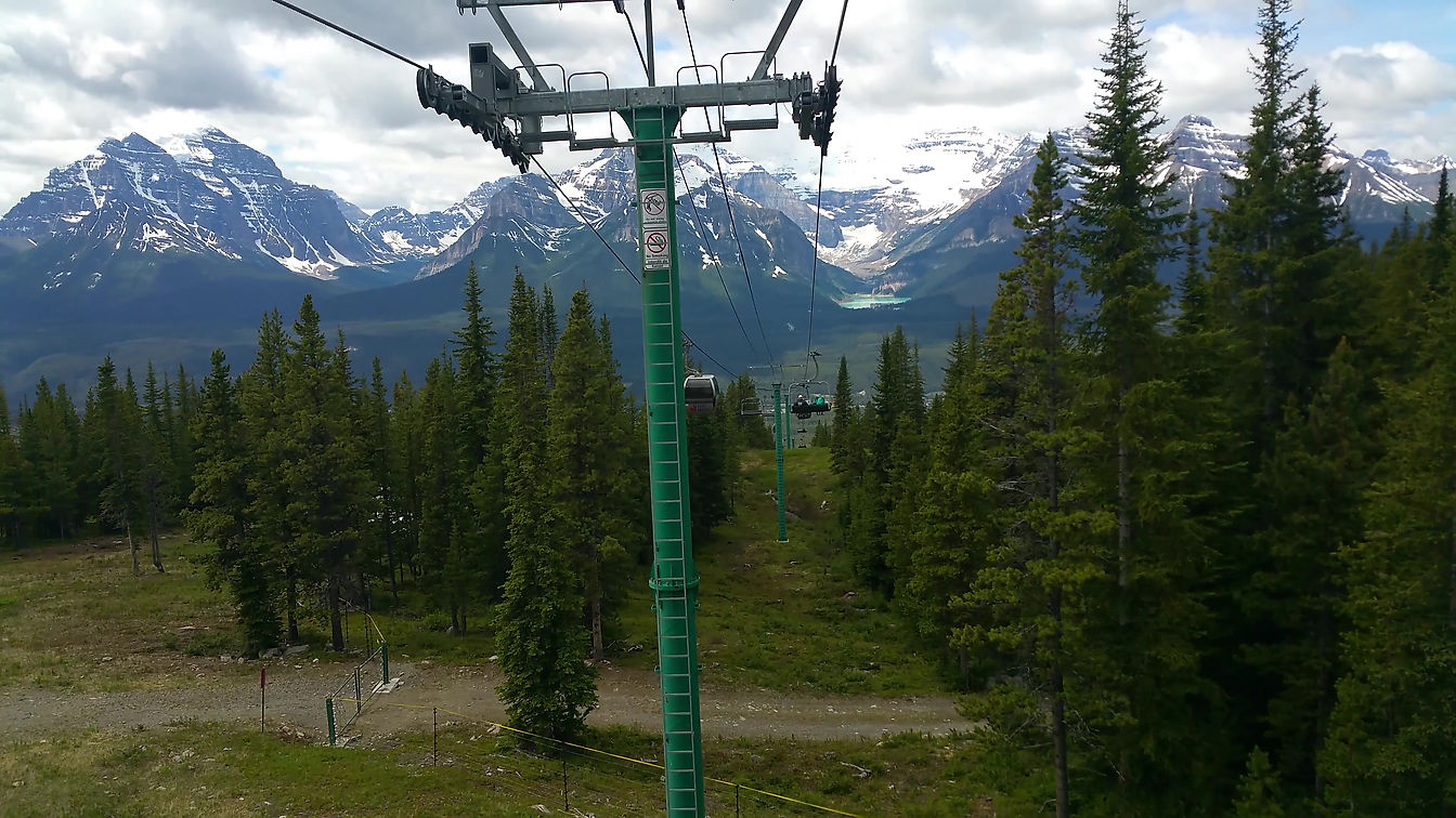 Heading down the Lake Louise Chairlift